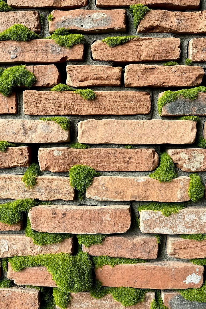 Organic Brick Texture with Moss Accents - 22 Brick Wallpaper Ideas