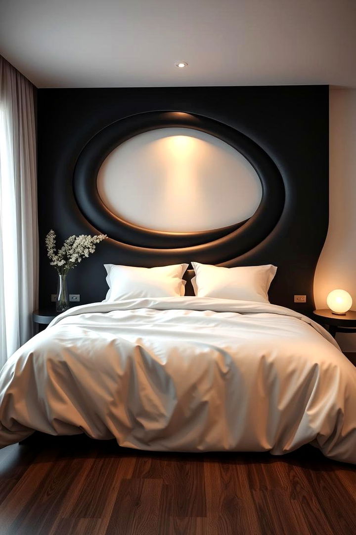 Organic Curved Black Headboard - 22 Black Headboard Bedroom Ideas