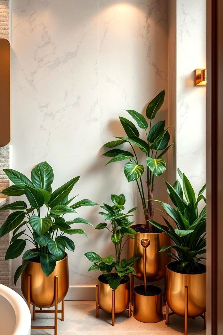 Organic Decor Elements - 22 Green and Gold Bathroom Ideas
