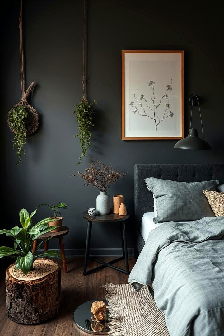 Organic Elements Integration - 22 Dark Grey Bedroom Ideas