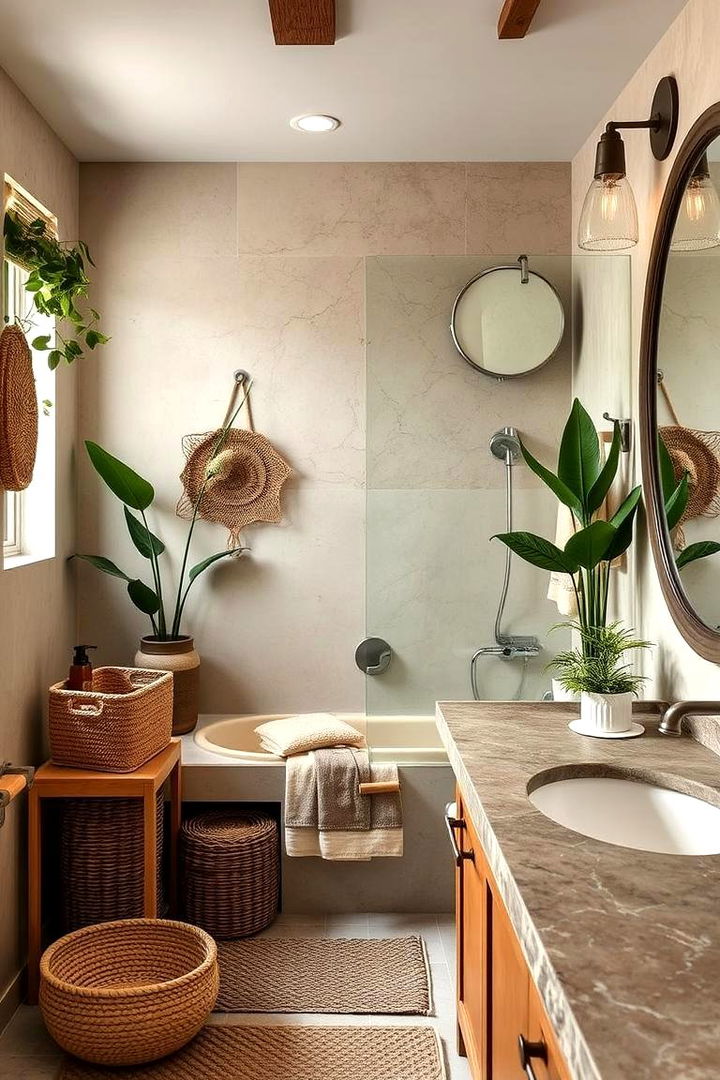 Organic Elements and Earthy Accents - 22 Log Cabin Bathroom Ideas