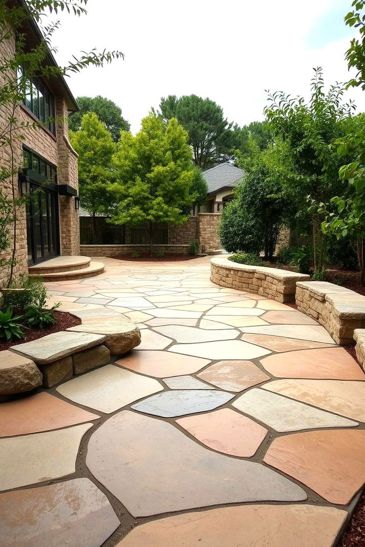 Organic Flow and Curves - 22 Flagstone Patio Ideas