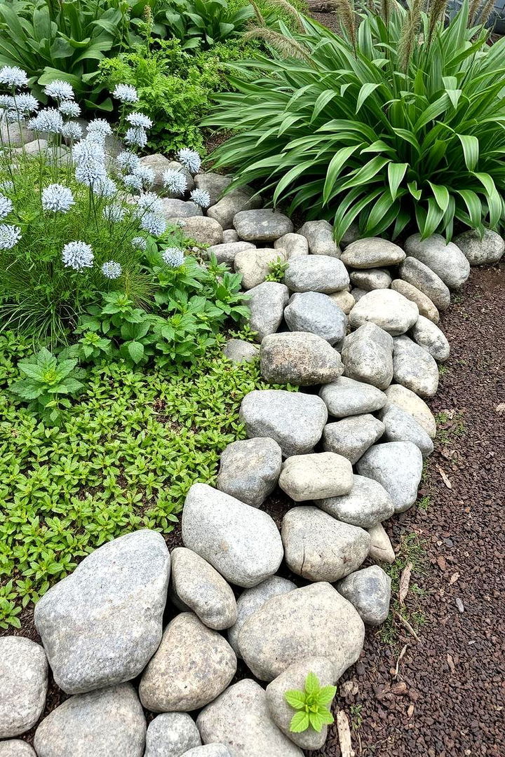 Organic Garden Borders - 22 River Rock Edging Ideas