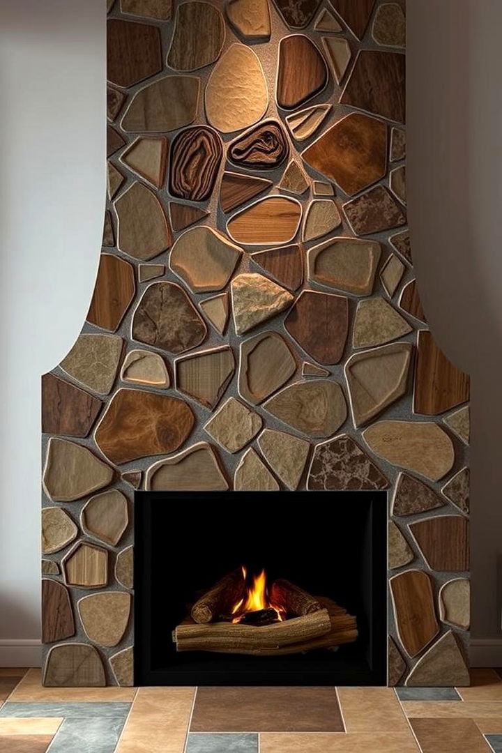 Organic Geometric Harmony - 22 Farmhouse Fireplace Tile Ideas