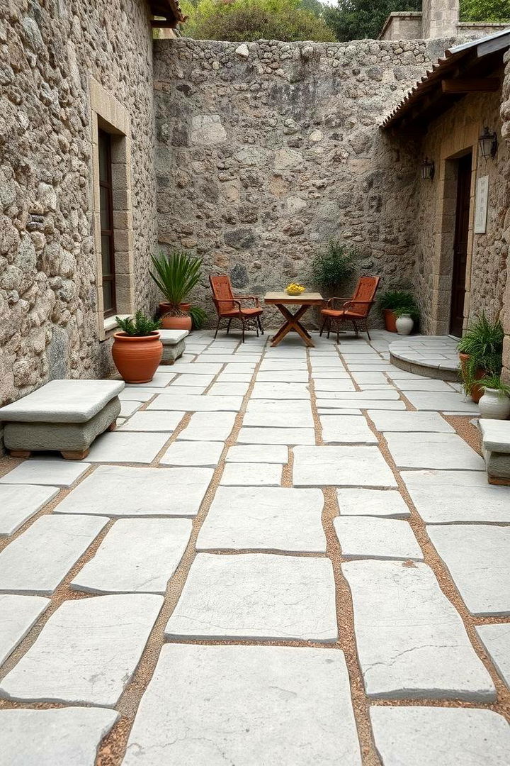 Organic Installation in Rustic Settings - 22 Grey Paver Walkway Ideas
