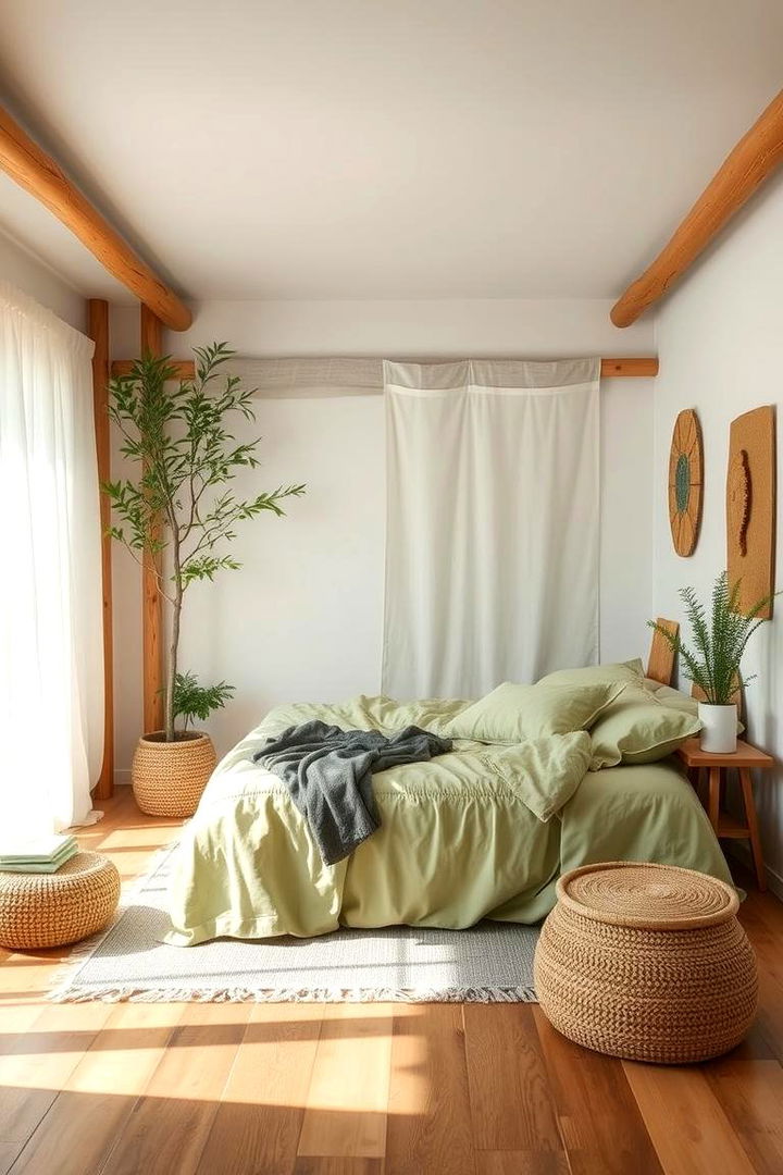 Organic Materials Embrace - 22 Green Boho Bedroom Ideas