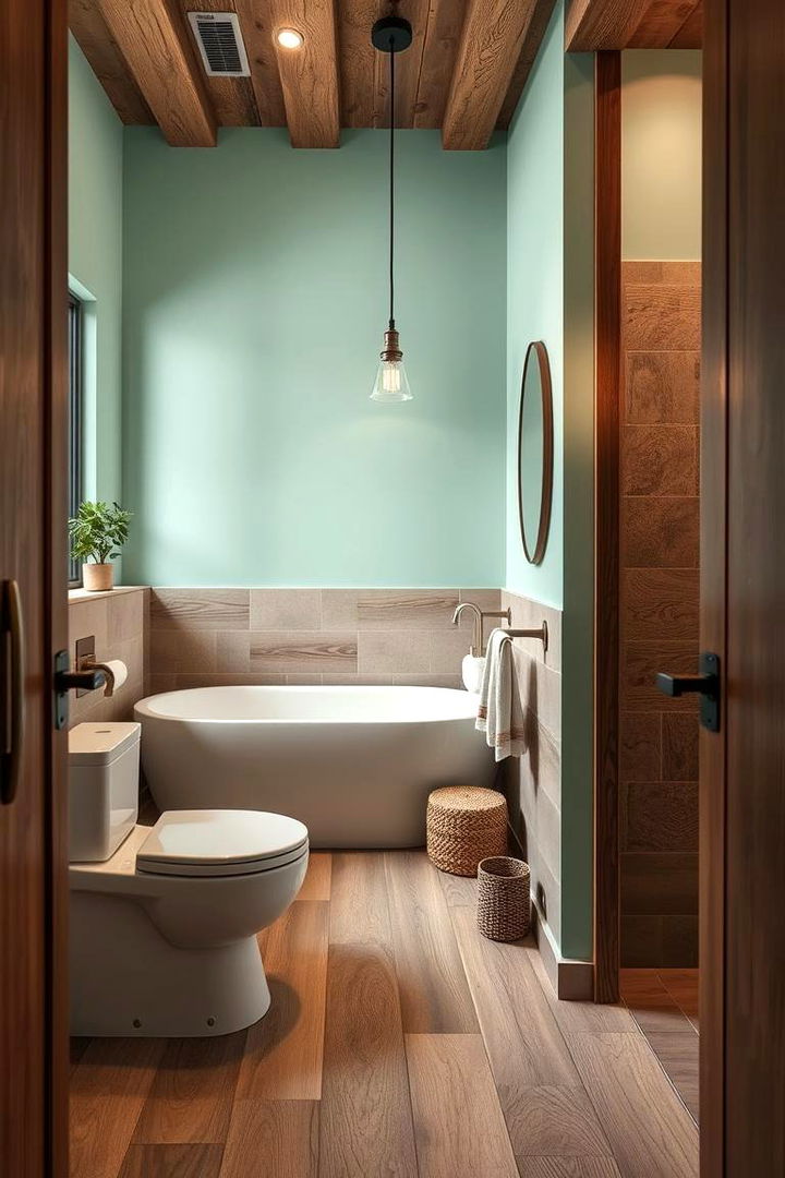 Organic Mint with Natural Woods - 22 Mint Green Bathroom Ideas
