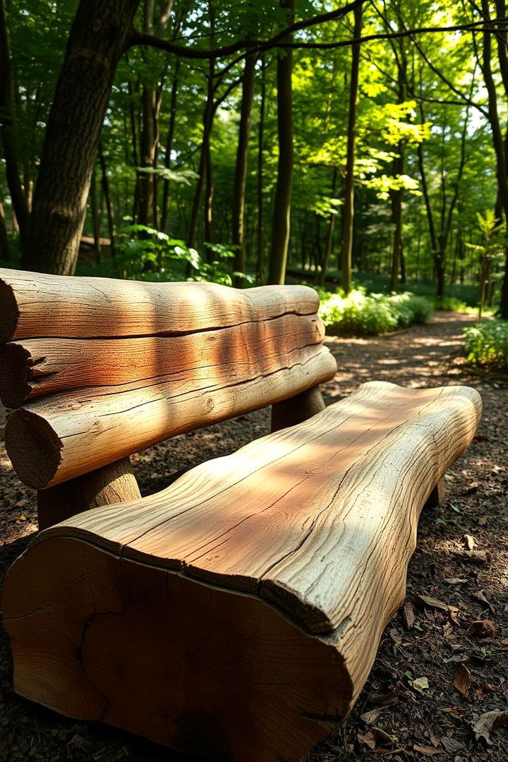Organic Rustic Log Bench - 22 Garden Bench Ideas