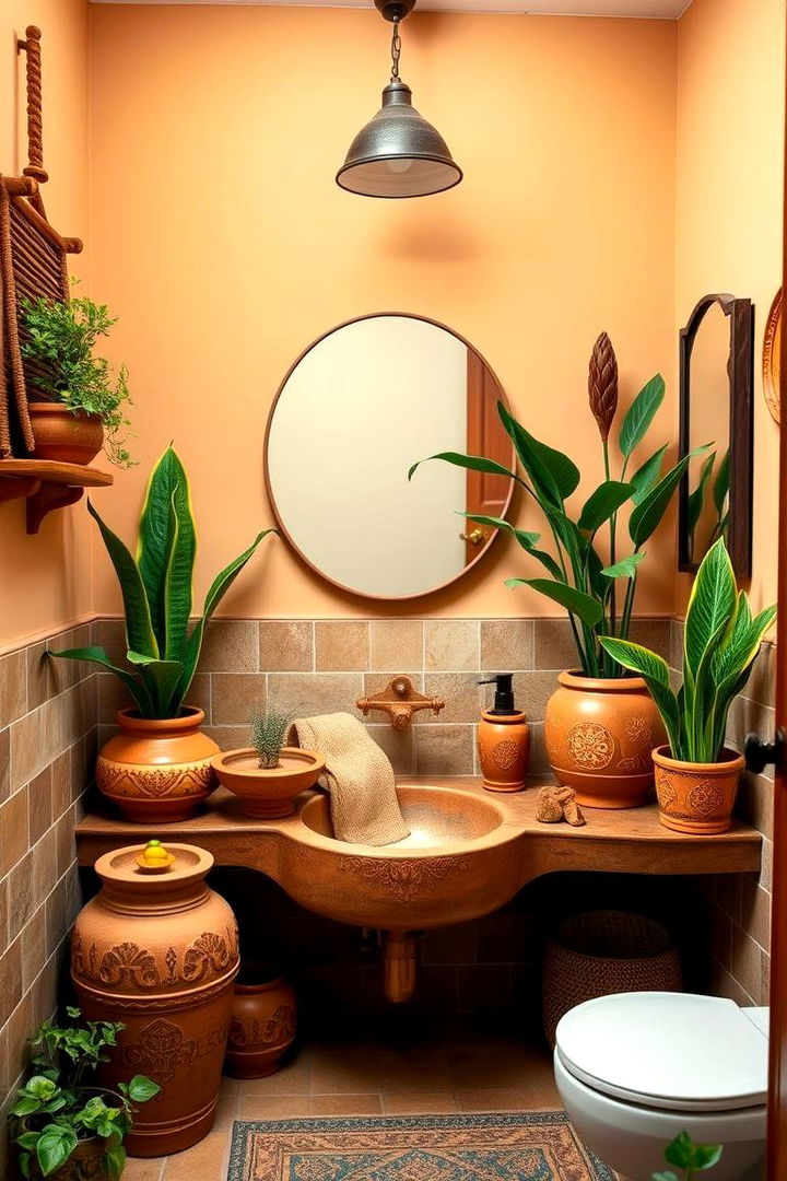 Organic Terracotta Accents - 22 Terracotta Bathroom Ideas