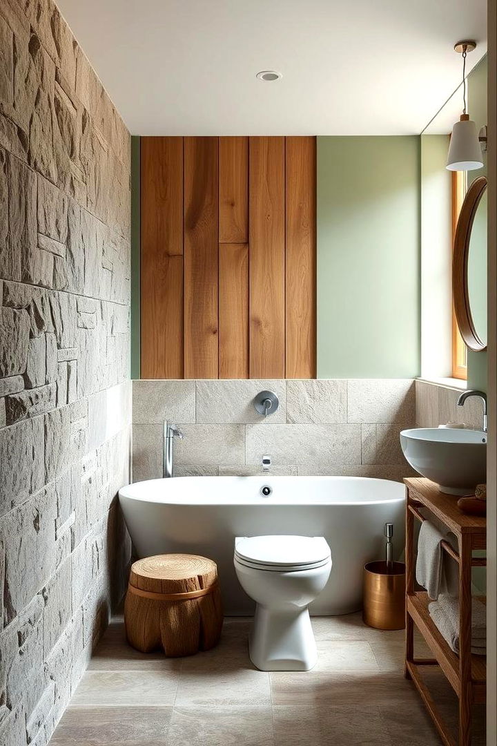 Organic Texture Integration - 22 Sage Green and Cream Bathroom Ideas