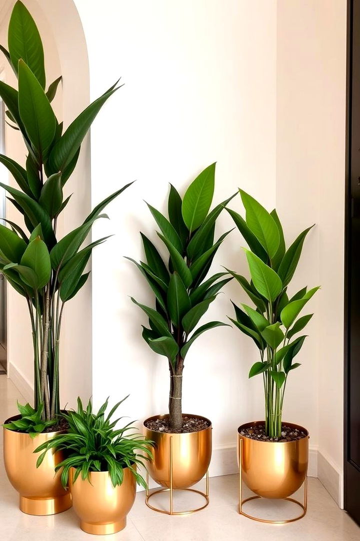 Organic Touch Integrating Natural Greenery - 22 Cream and Gold Living Room Ideas