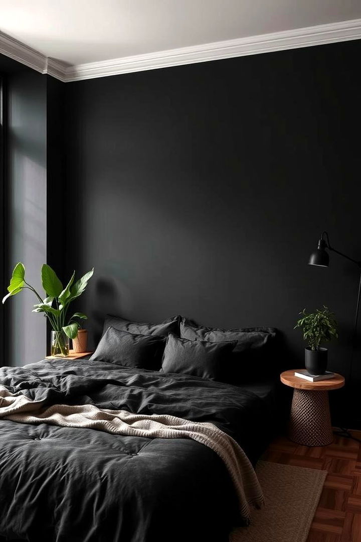 Organic Touches with Natural Elements - 22 Matte Black Bedroom Ideas