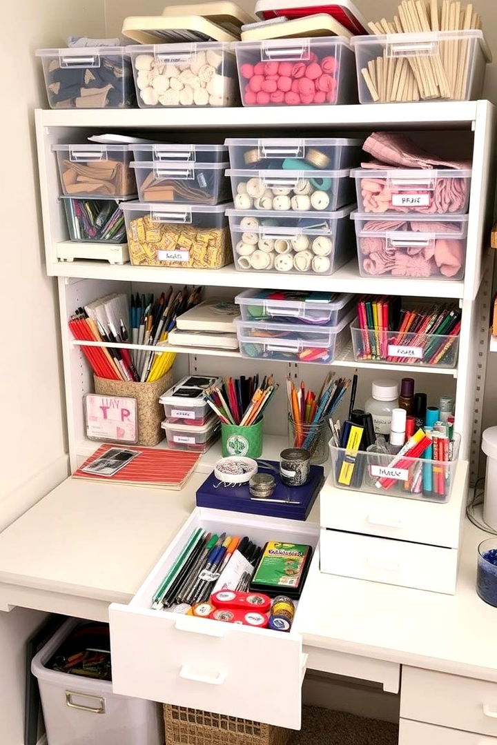 Organized Craft Supplies - 22 Budget Home Office Ideas