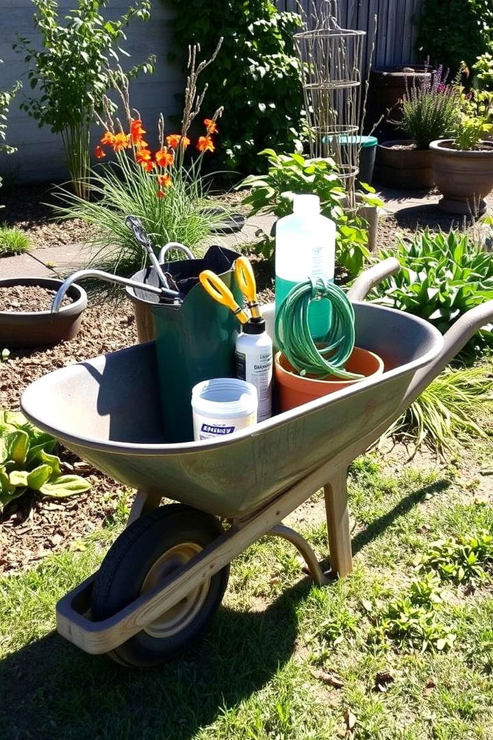 Organized Watering Station - 22 Old Wheelbarrow Ideas