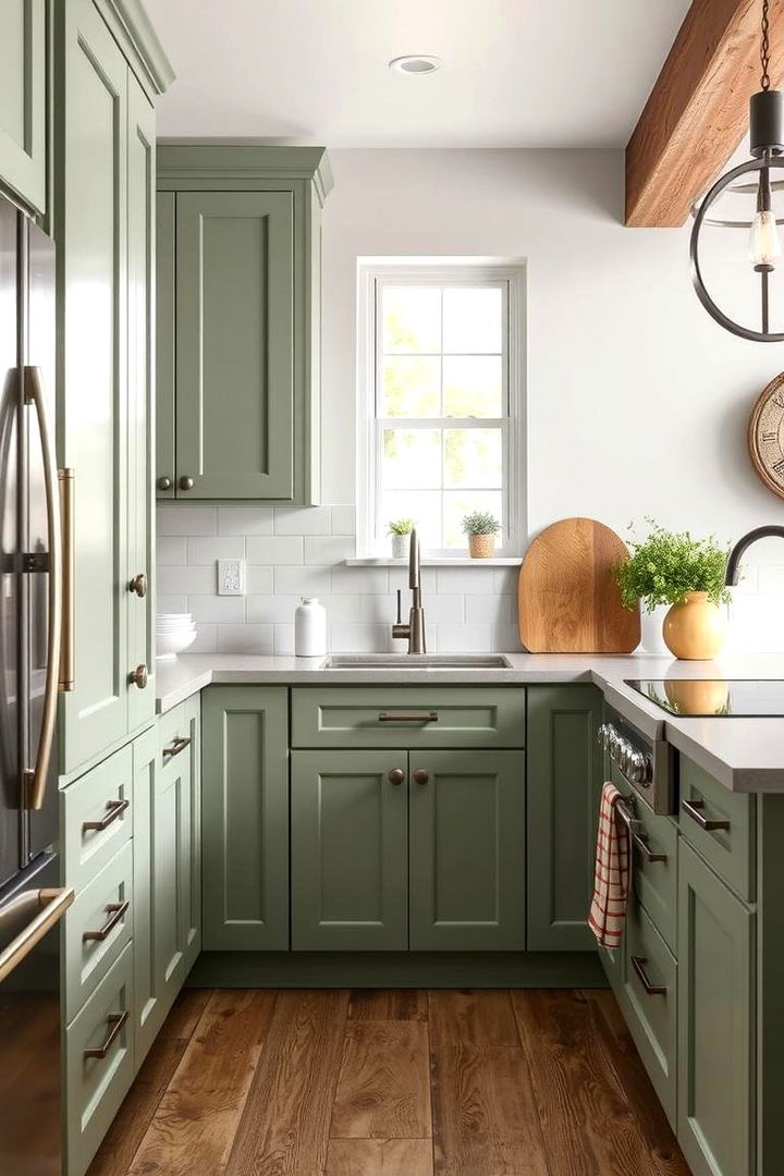 Organizing with Chic Storage Solutions - 22 Rustic Sage Green Kitchen Cabinets