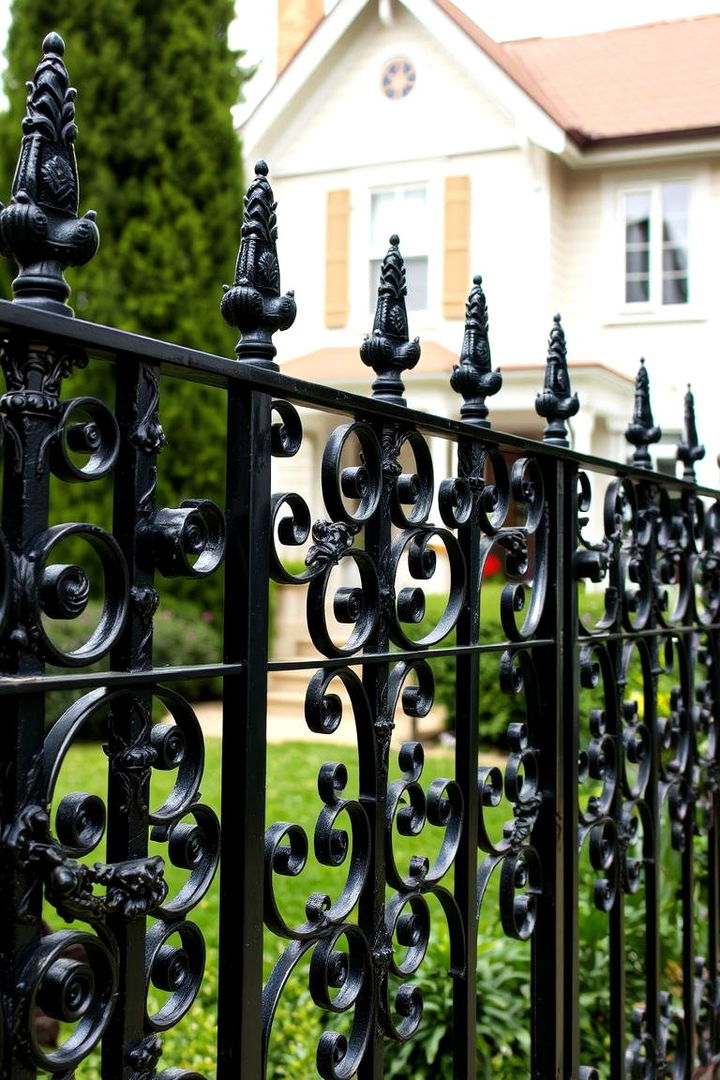 Ornamental Wrought Iron Elegance - 22 Front Yard Fence Ideas