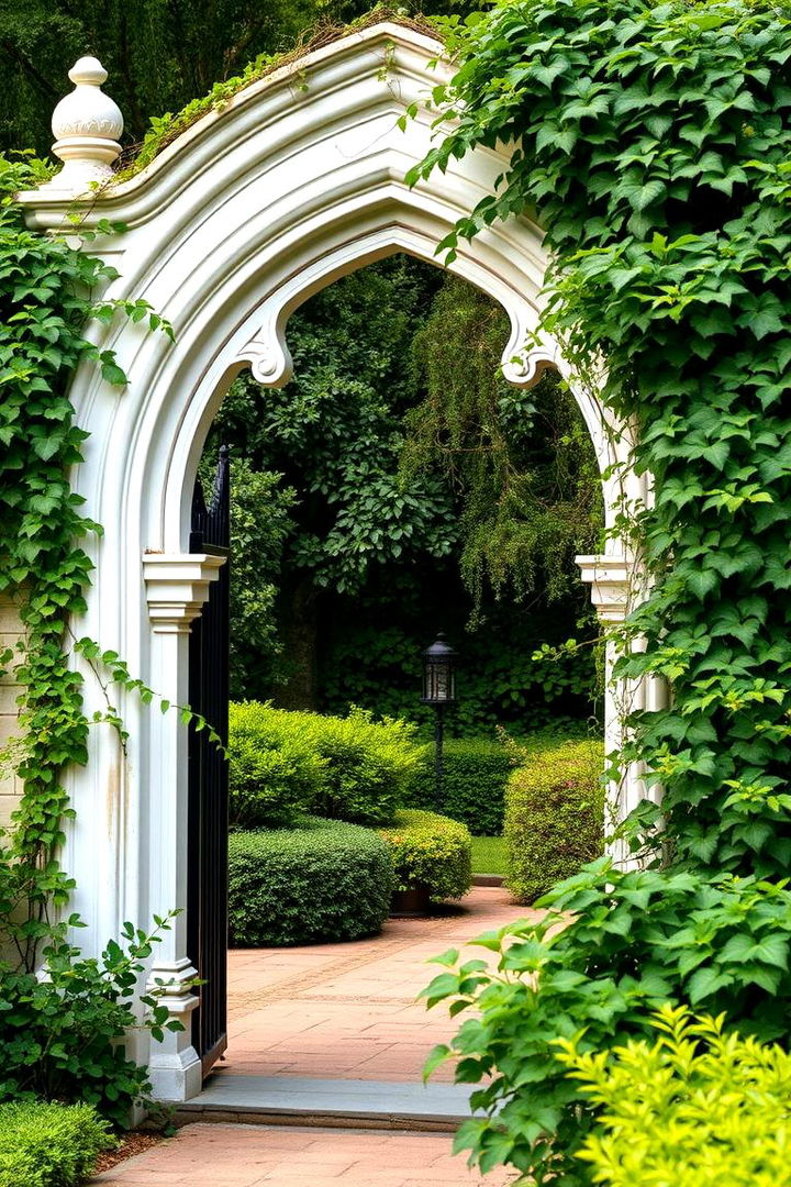 Ornate Arched Vine Covered Fence - 22 Vegetable Garden Fence Ideas