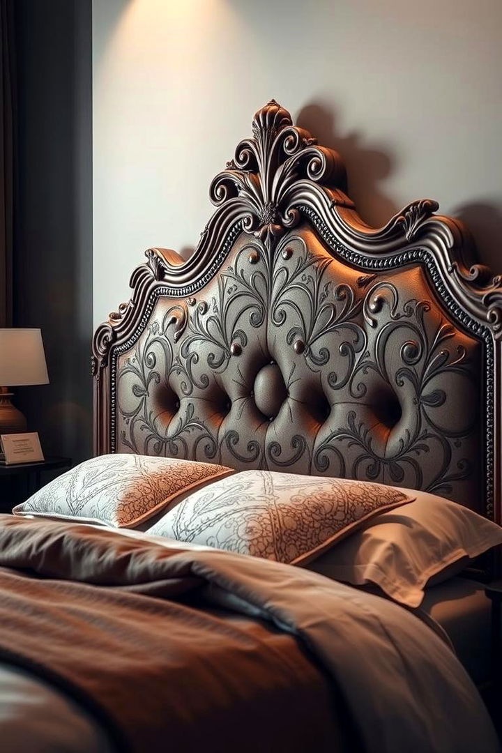 Ornate Bed Headboard - 22 Glam Bedroom Ideas