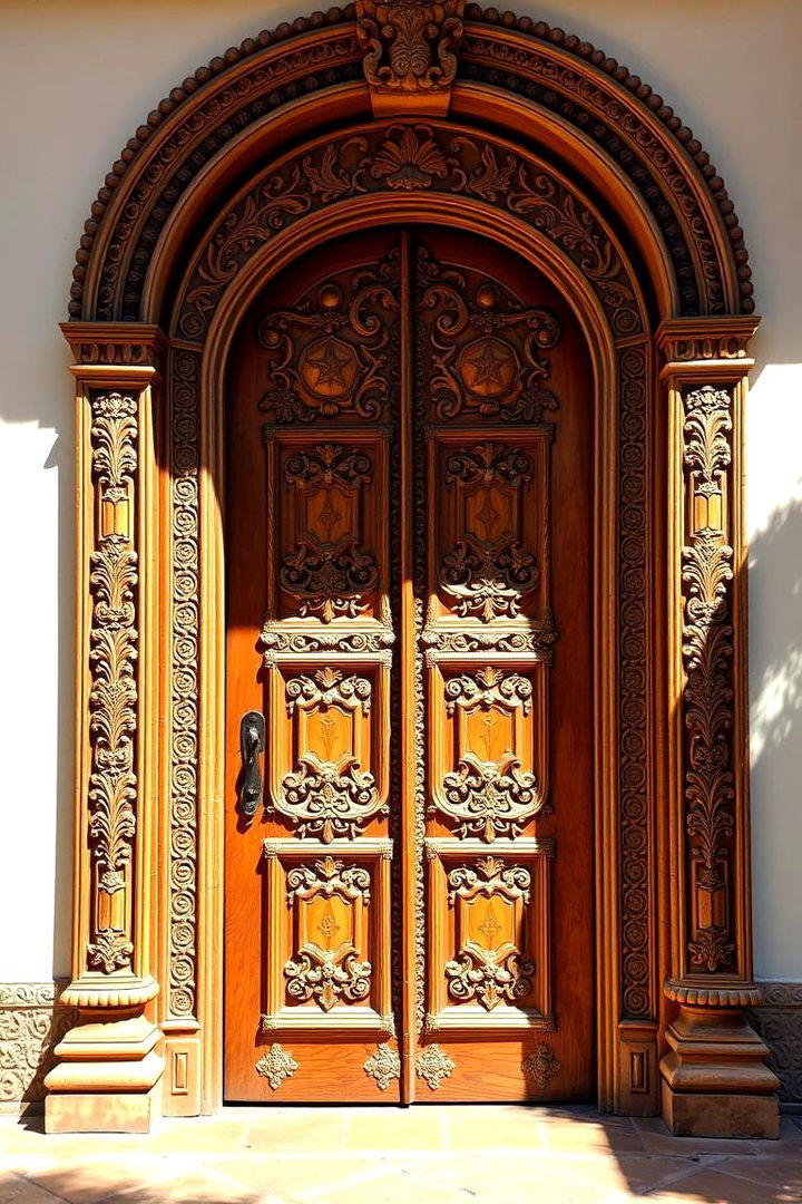 Ornate Carved Details - 22 Spanish Style Front Door Ideas