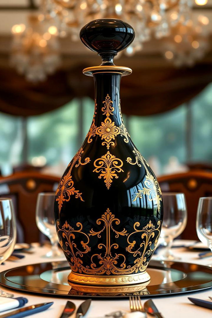 Ornate Decanter Display - 22 Black and Gold Centerpiece Ideas