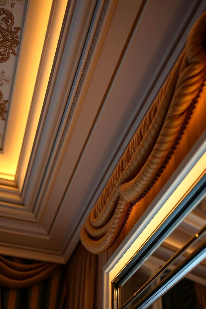 Ornate Fabric Wrapped Trim - 22 Ceiling Trim Ideas