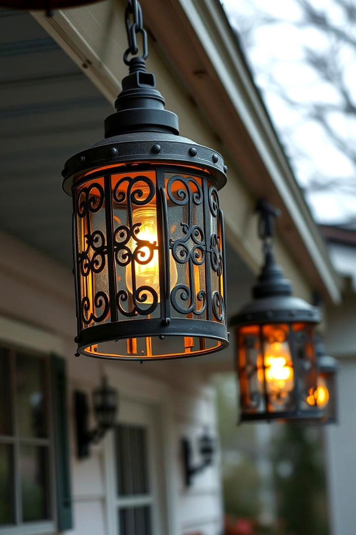 Ornate Metal Light Fixtures - 22 Farmhouse Porch Ideas