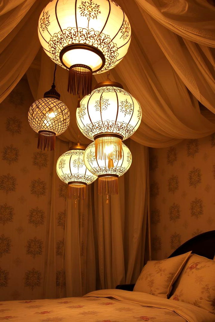 Ornate Paper Lantern Charm - 22 Asian Bedroom Ideas