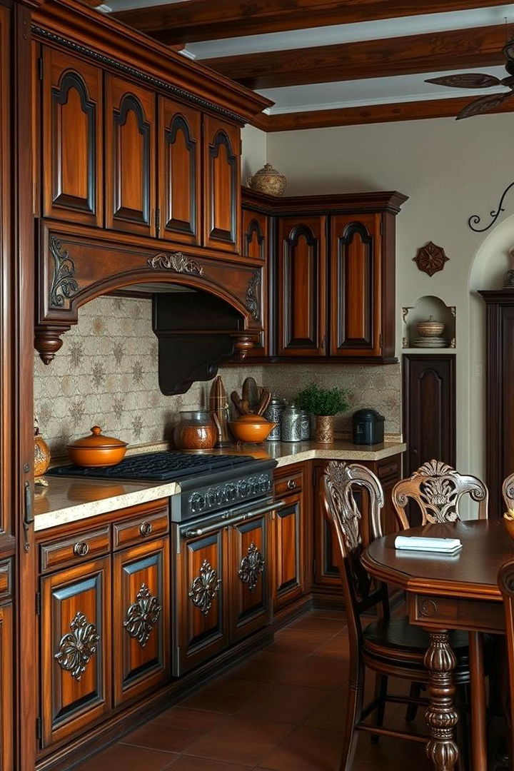 Ornate Wooden Cabinetry and Furniture - 22 Spanish Style Kitchen Ideas