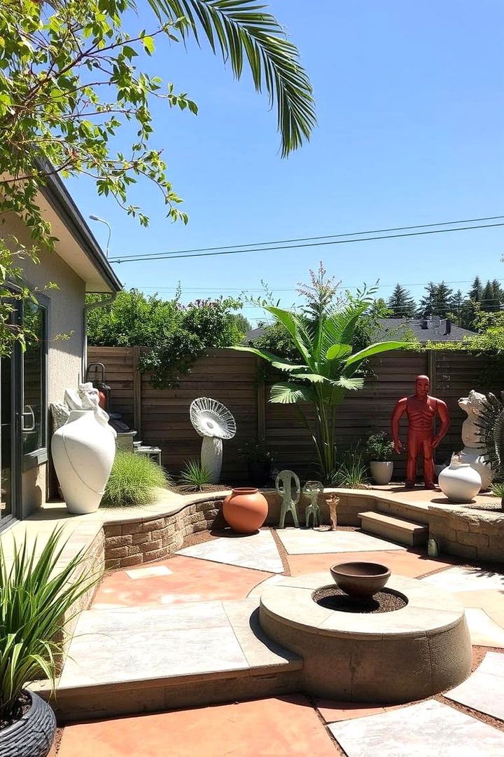 Outdoor Art and Sculptural Elements - 22 Raised Concrete Patio Ideas