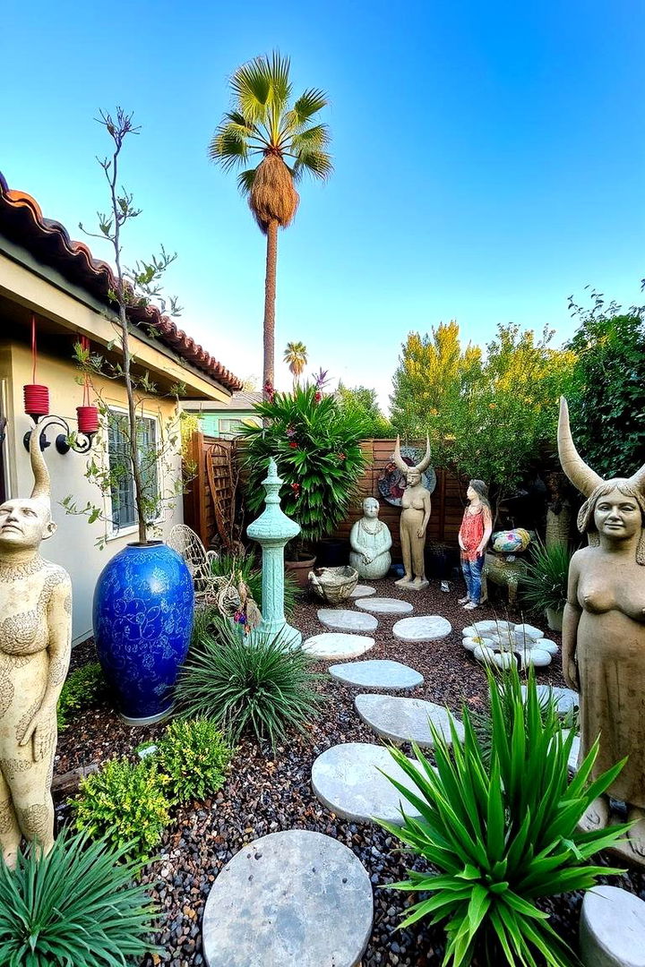 Outdoor Art and Sculptures - 22 Small Backyard Landscaping Ideas