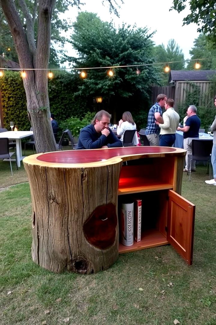 Outdoor Bar Counter - 22 Tree Stump Decorating Ideas