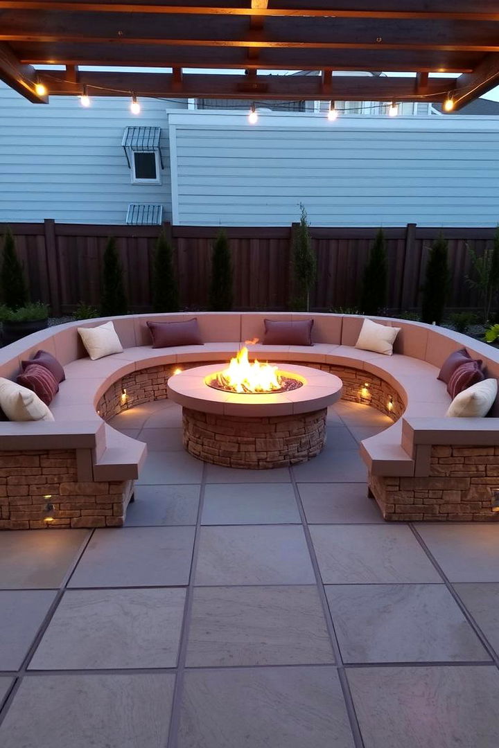 Outdoor Built In Bench with Fire Pit Integration - 22 Built-in Deck Bench Ideas and Designs