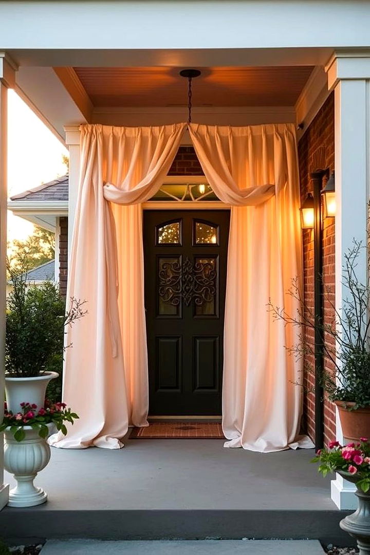 Outdoor Curtain Elegance - 22 Front Door Privacy Ideas