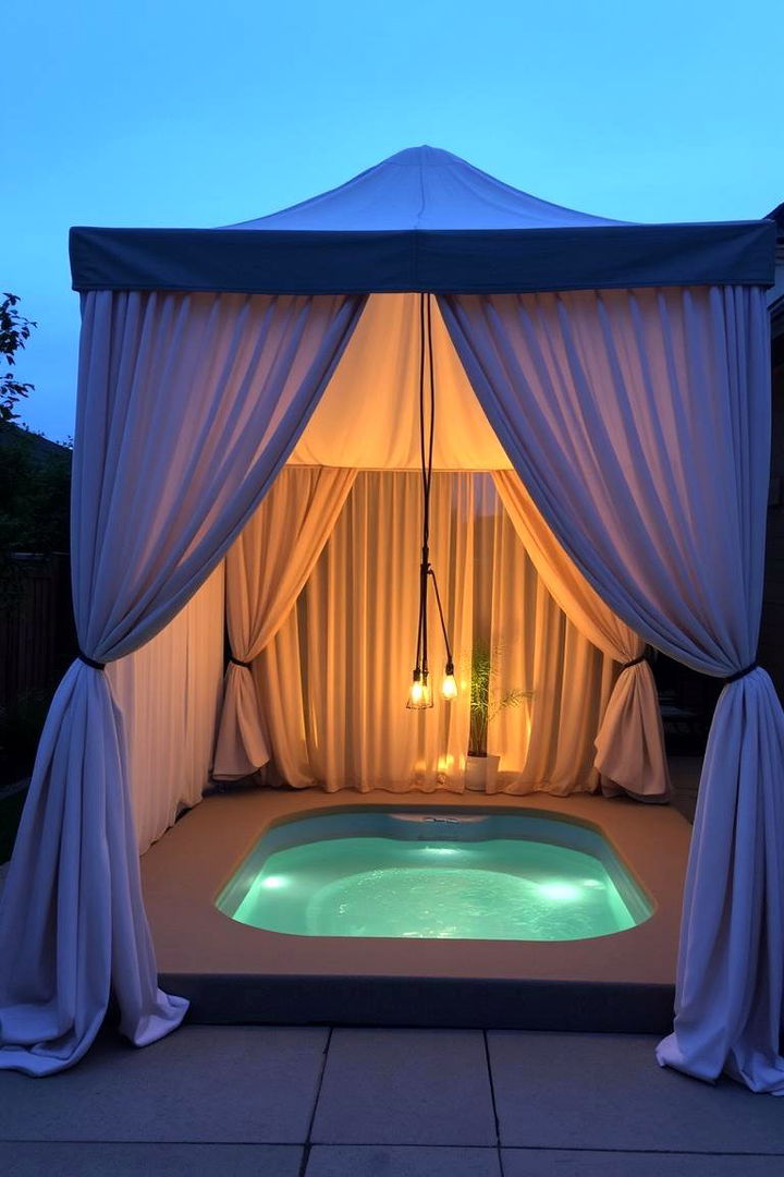 Outdoor Curtains or Canopies - 22 Backyard Hot Tub Privacy Ideas