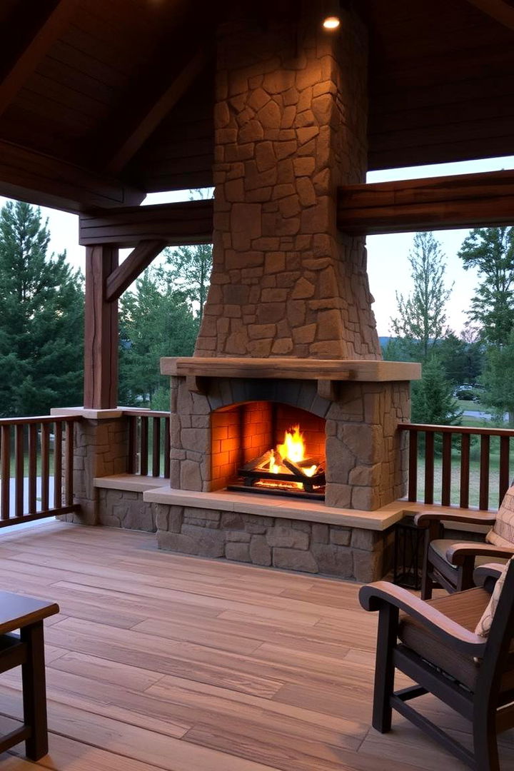 Outdoor Fireplace Feature - 22 Rustic Porch Ideas