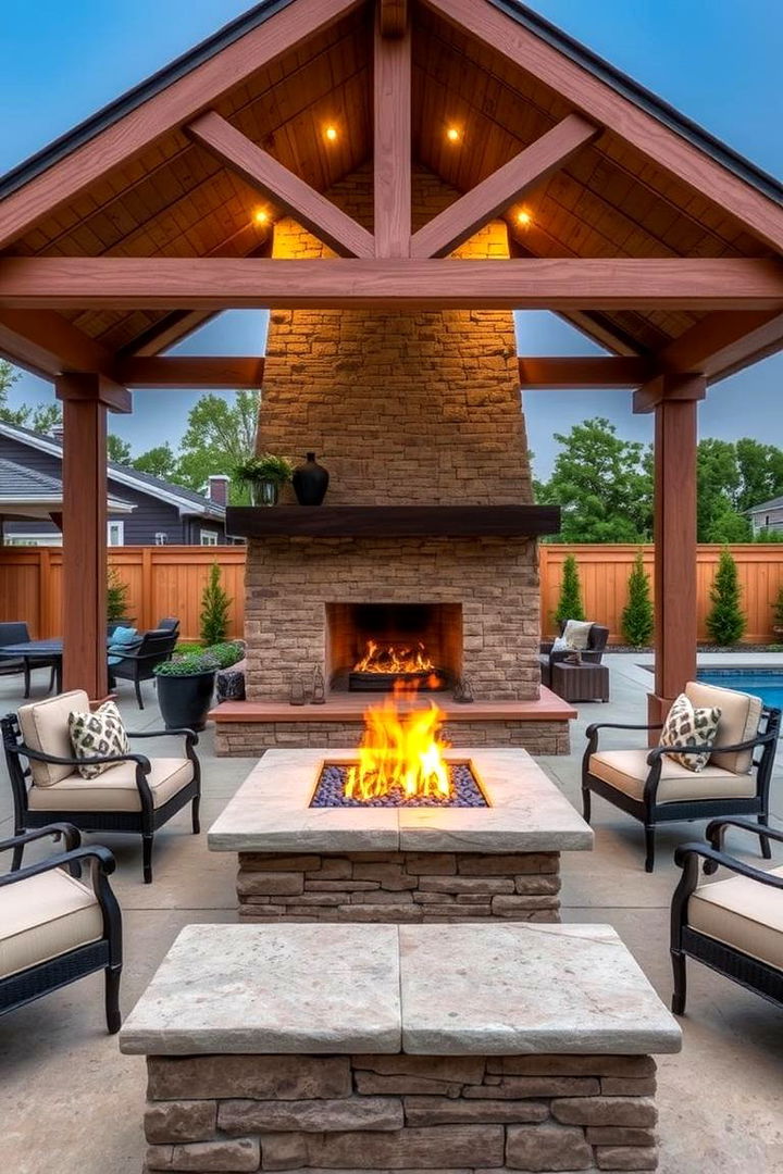 Outdoor Fireplace and Fire Pit Design - 22 Pool House With Outdoor Kitchen Ideas
