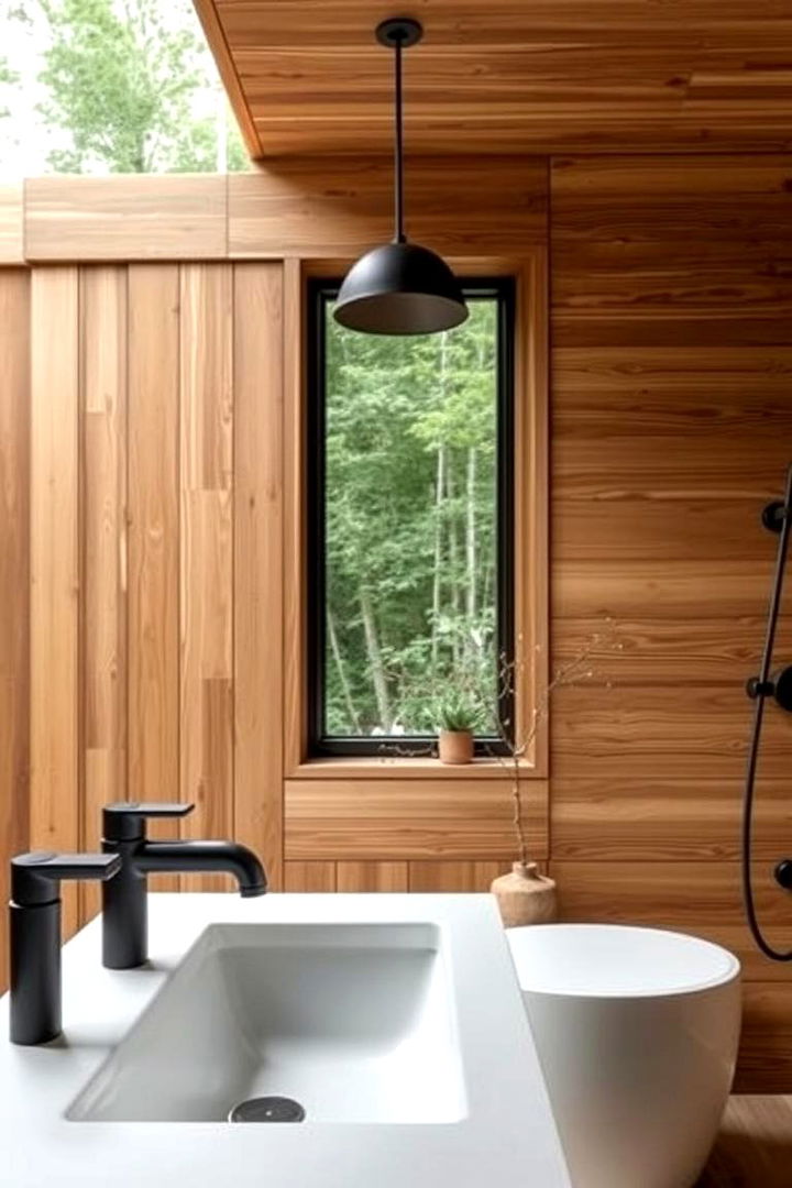 Outdoor Inspired Bathroom Escape - 22 Black and Wood Bathroom Ideas