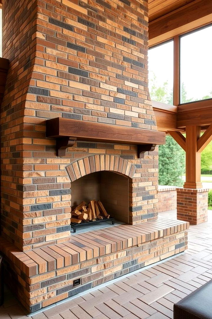 Outdoor Inspired Brick Hearth - 22 Rustic Brick Fireplace Ideas