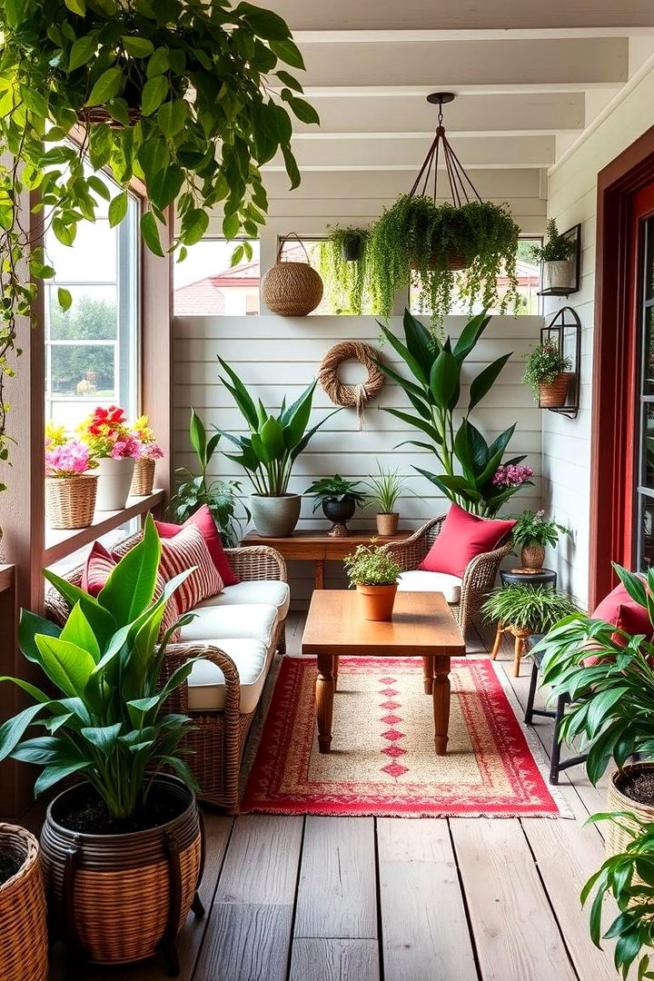 Outdoor Inspired Burgundy Accents - 22 Burgundy Living Room Ideas