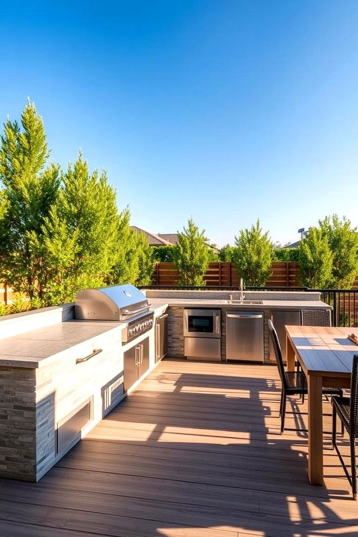 Outdoor Kitchen Deck - 22 Ground Level Deck Ideas