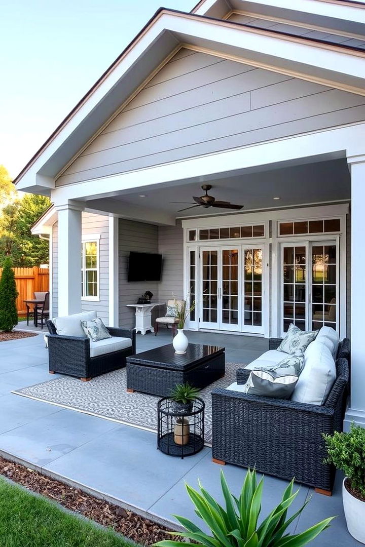 Outdoor Living Integration - 22 Light Grey House With White Trim Design Ideas