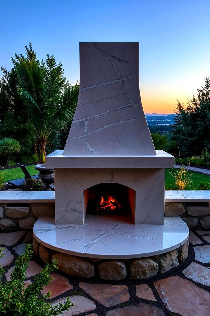 Outdoor Marble Fireplace Charm - 22 Marble Fireplace Ideas