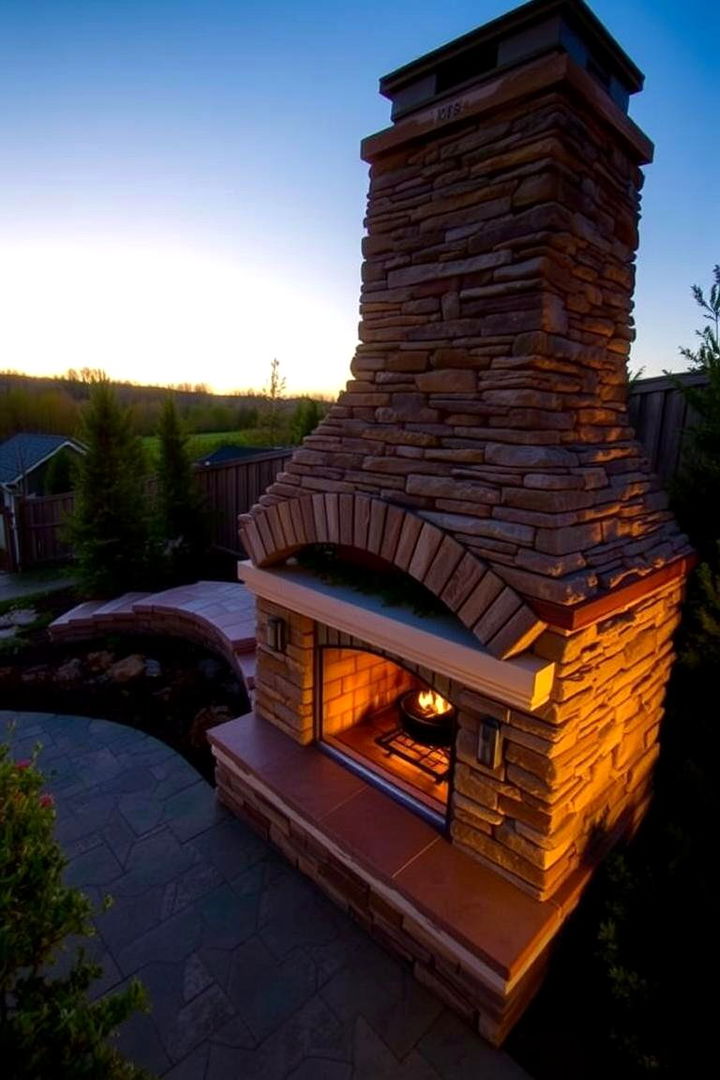 Outdoor Patio Focal Point - 22 Stacked Stone Fireplace Ideas