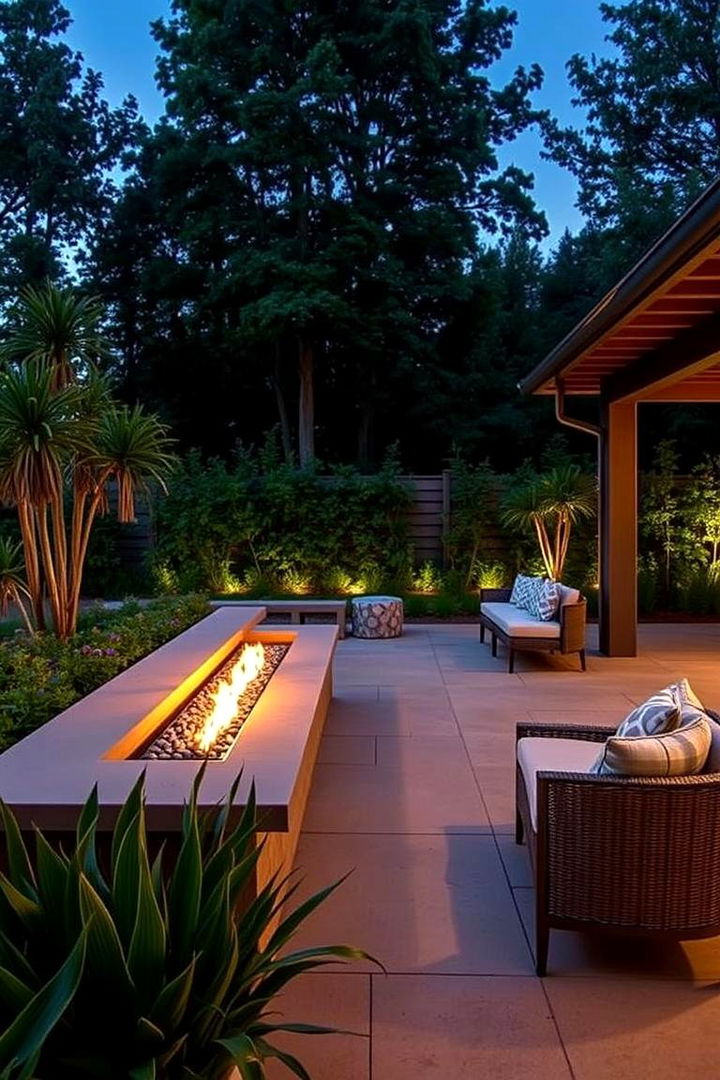 Outdoor Patio Integration - 22 linear fireplace ideas