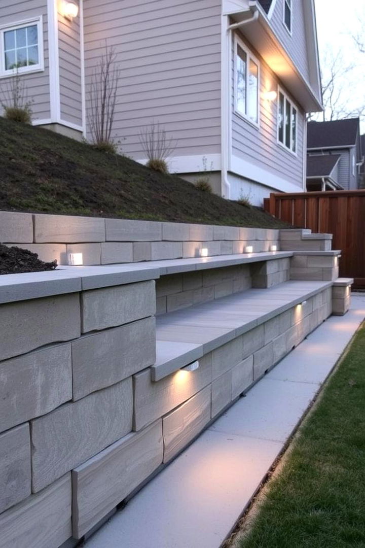 Outdoor Seating Integration - 22 Retaining Wall Ideas for Sloped Backyard