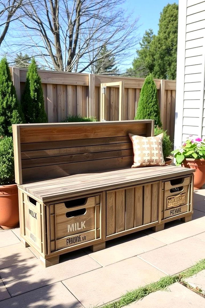 Outdoor Storage Bench - 22 Milk Crate Storage Ideas