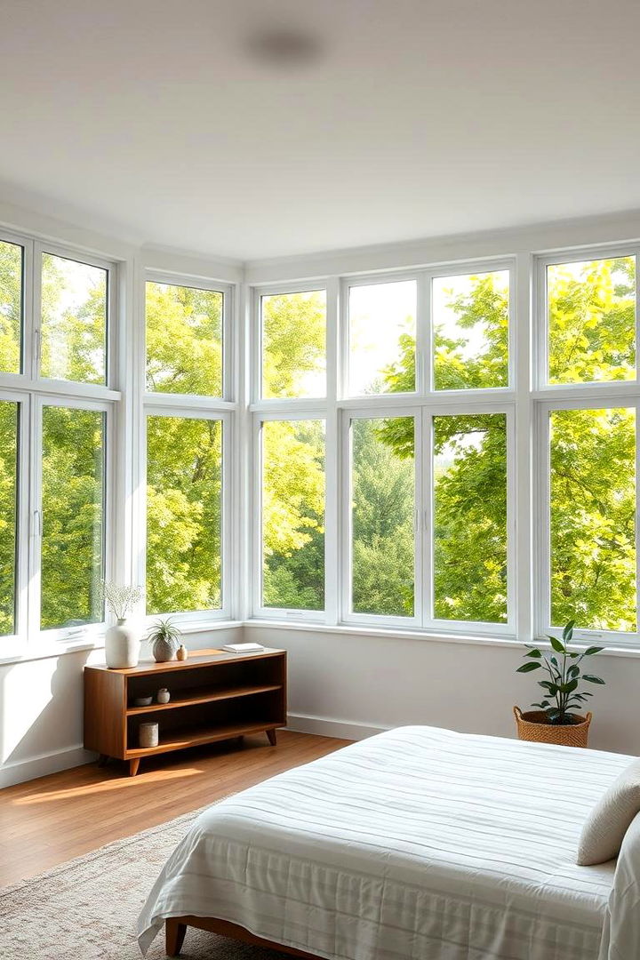 Outdoor Views with Green Tones - 22 Green and White Bedroom Ideas