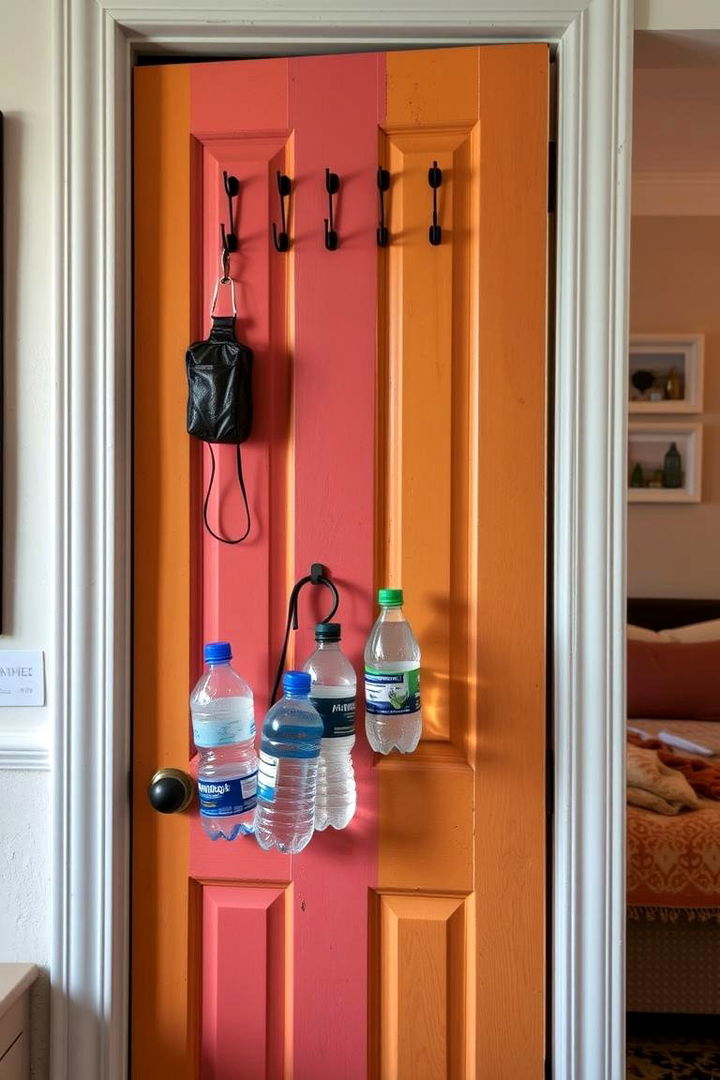 Over the Door Hooks - 22 Water Bottle Storage Ideas