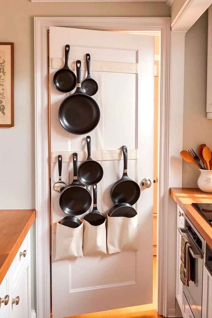 Over the Door Pan Organizers - 22 Pots and Pans Storage Ideas