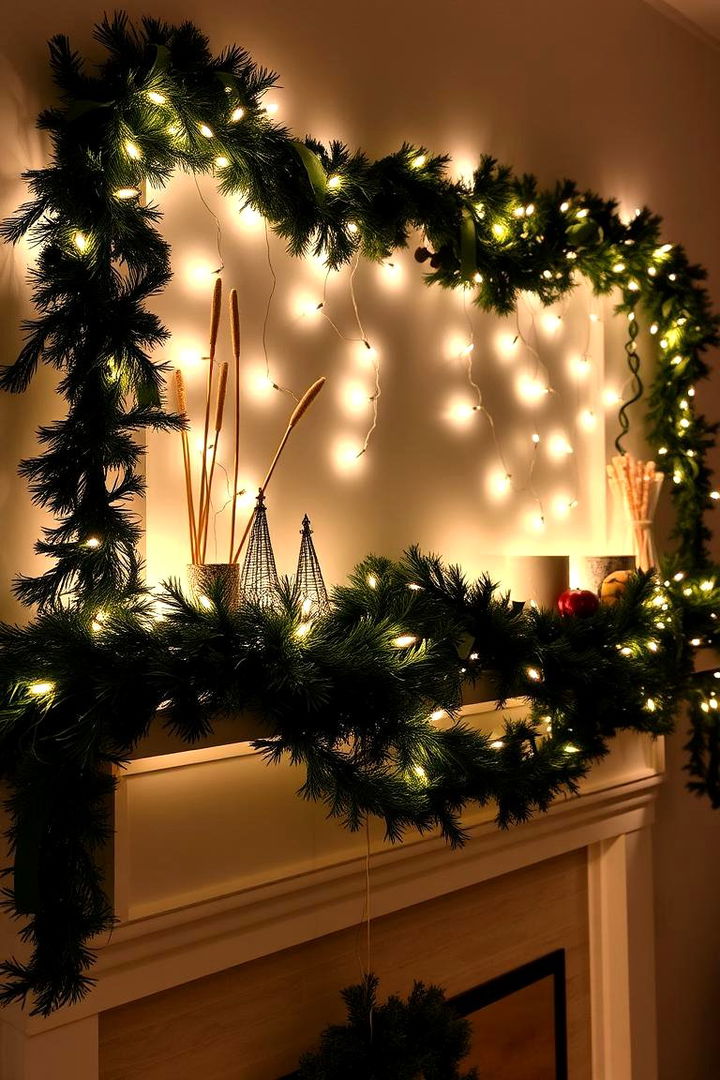 Overhead Garlands and String Lights - 22 Fall Mantel Decor Ideas